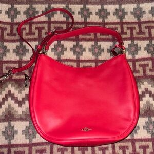 Coach Red Glovetanned Leather Nomad Hobo Bag